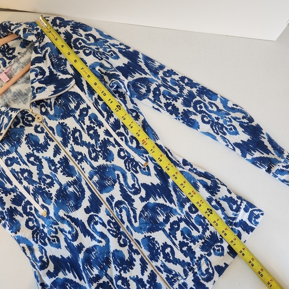 Lilly Pulitzer Angela Zip-Up Jacket Blue White Pockets Flamingos Size Small - Picture 10 of 12